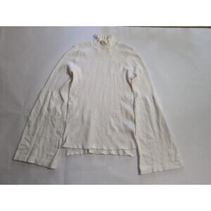 EVIDNT High Neck‎ Sweater Women's Small Ivory White Flare Sleeves Pullover Tops